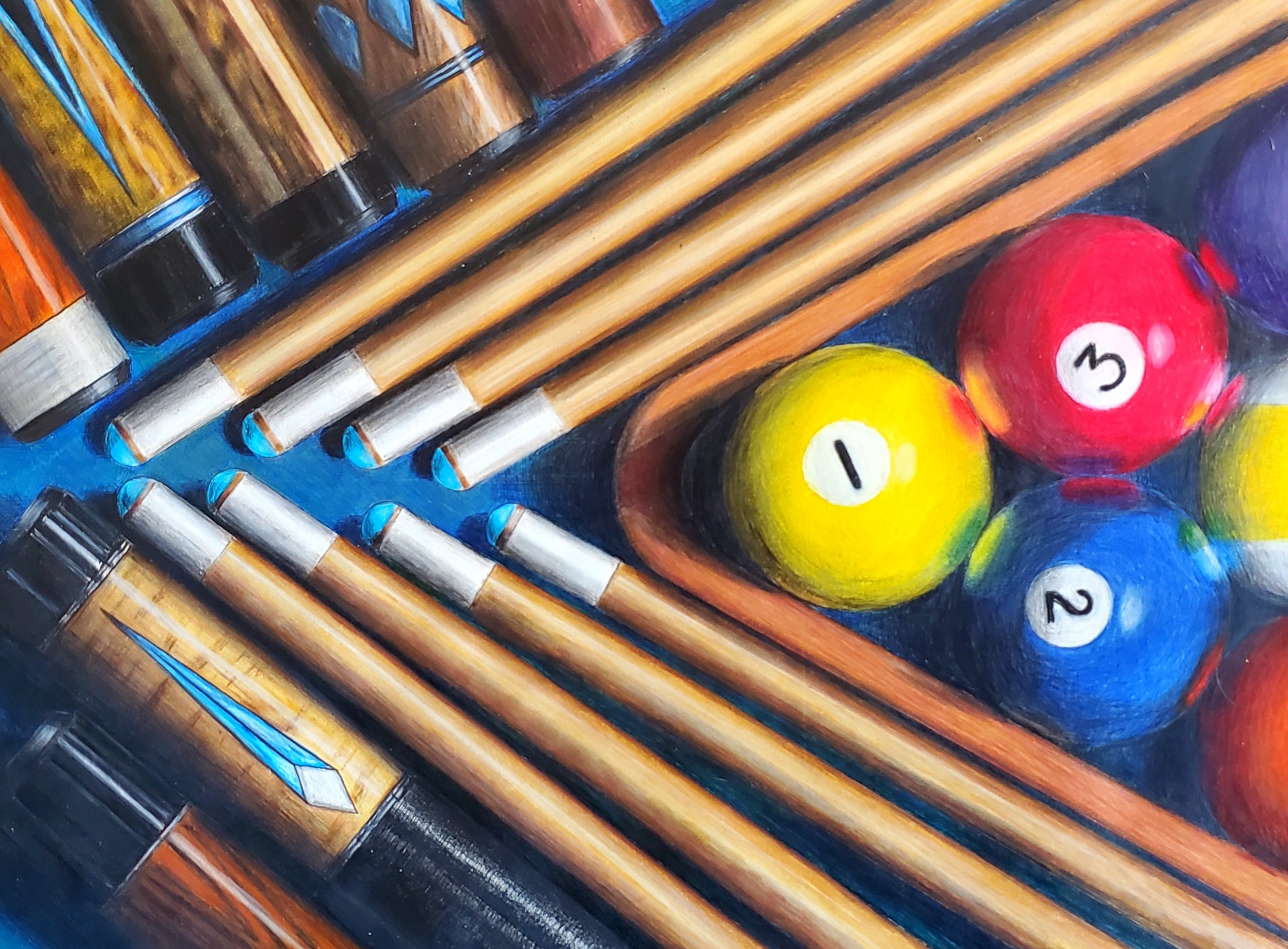 PoolBallArt billiard lifestyle unique art cue sticks