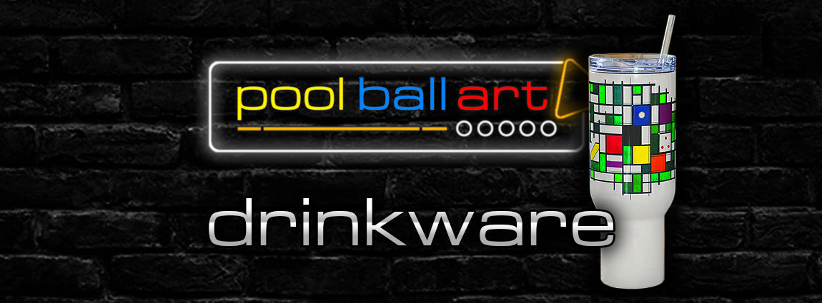 PoolBallArt billiard lifestyle unique art drinkware mugs cups glasses tumblers