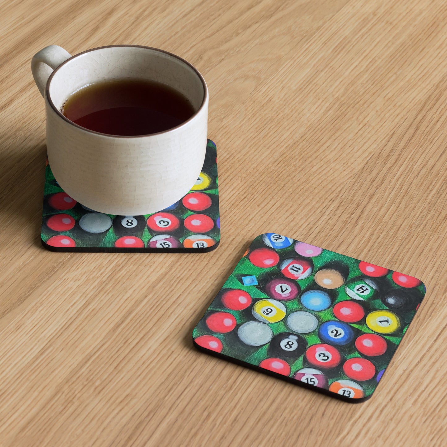 38 Balls and a Chalk Cork-back coaster