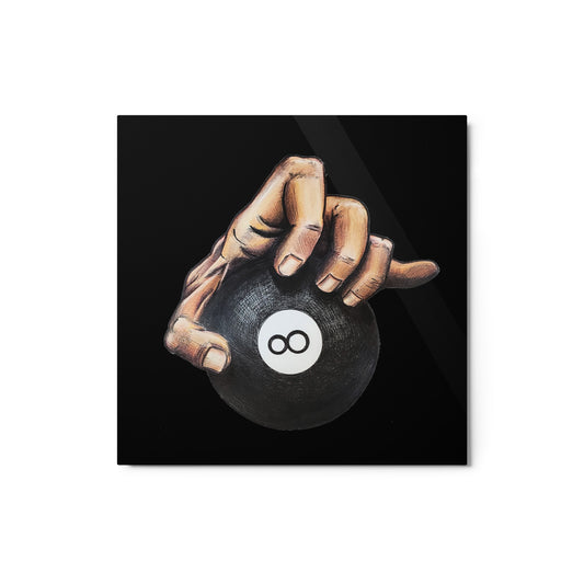 Hand on Ball Metal prints