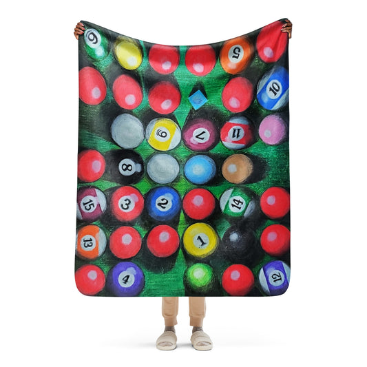 38 Balls and a Chalk Sherpa blanket
