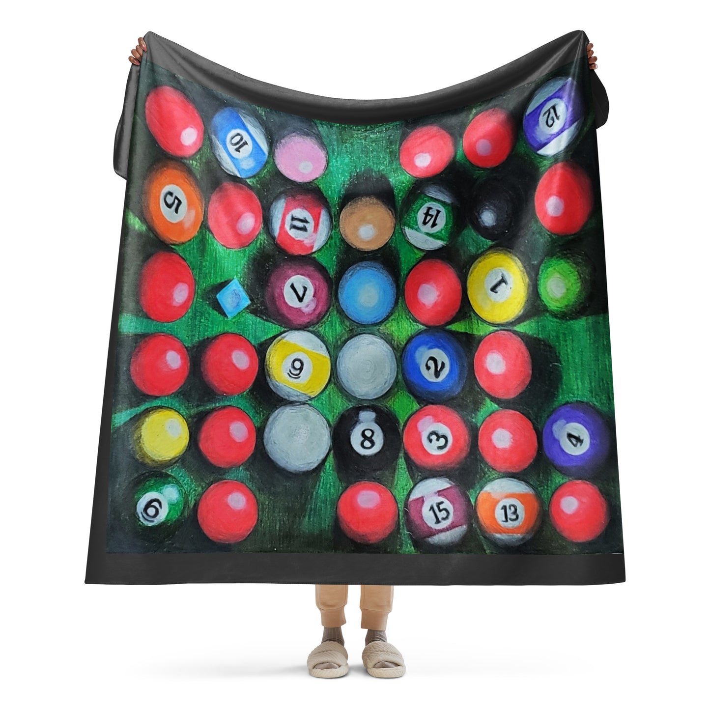 38 Balls and a Chalk Sherpa blanket