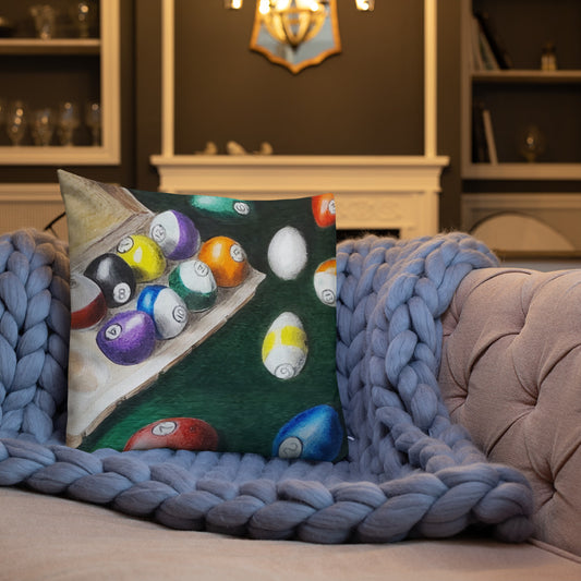 Pool Balls Shaped Like Eggs, Not Eggs Painted Like Pool Balls Premium Pillow