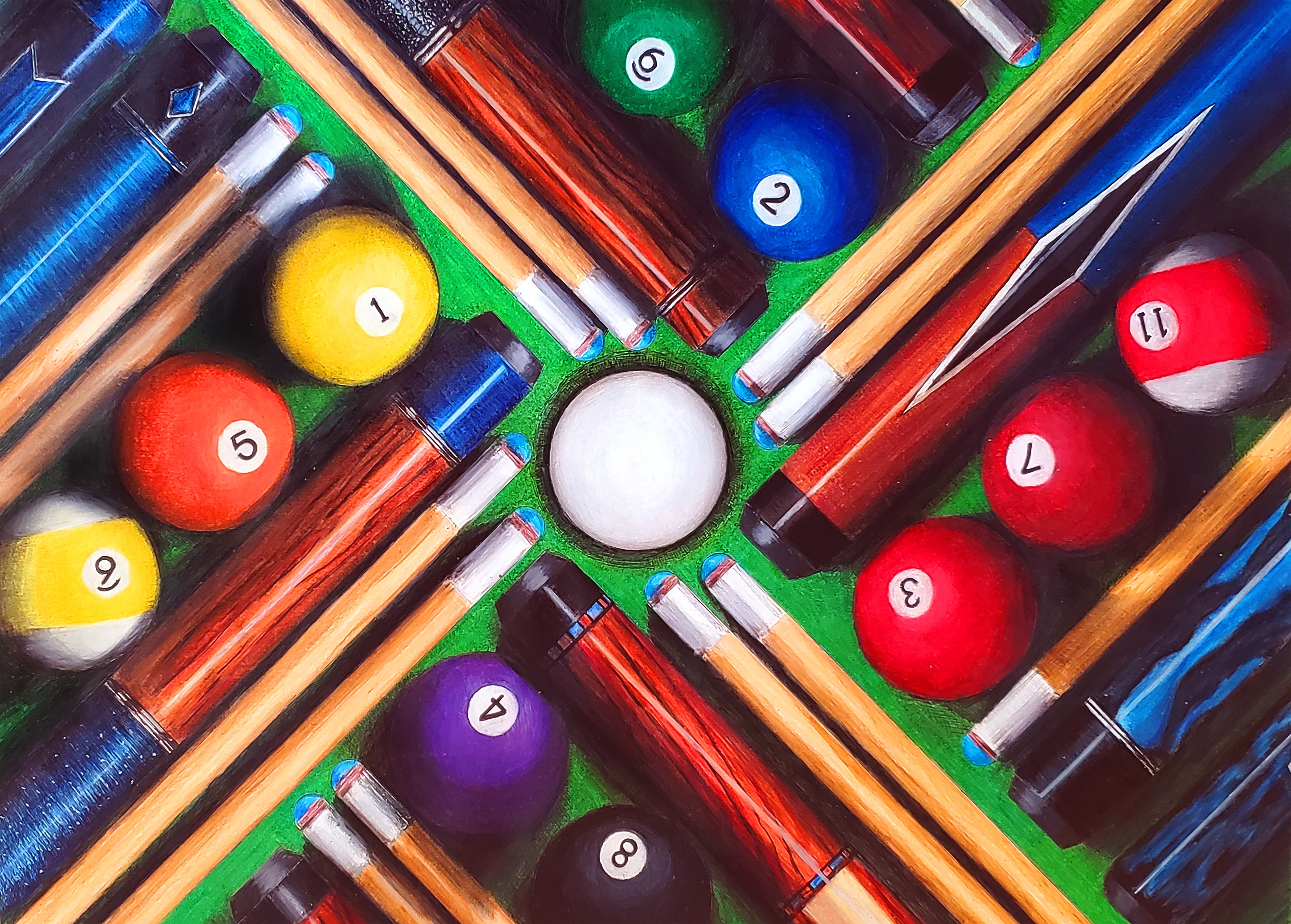 PoolBallArt billiard lifestyle unique art cues balls