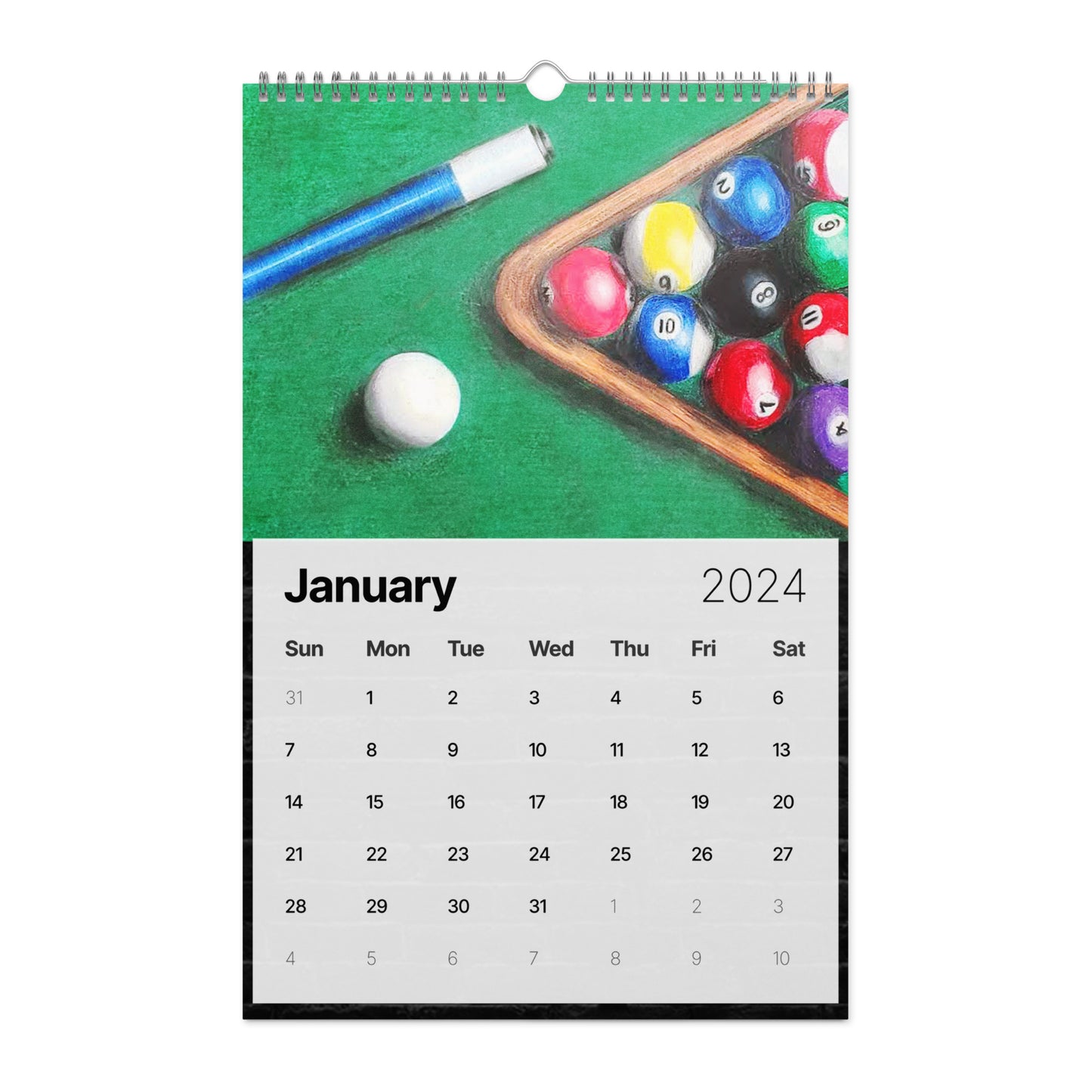 PoolBallArt 2024 Wall calendar