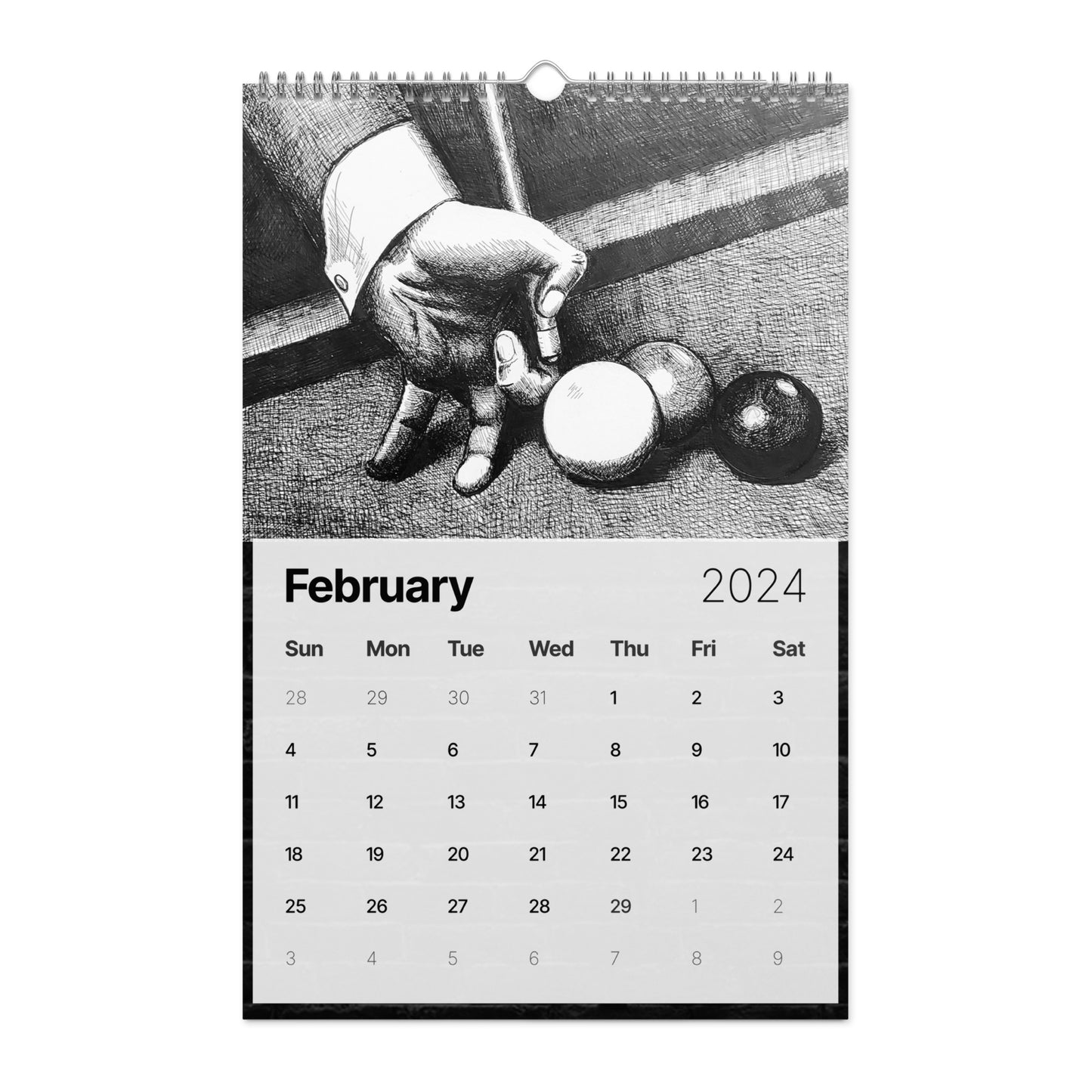 PoolBallArt 2024 Wall calendar