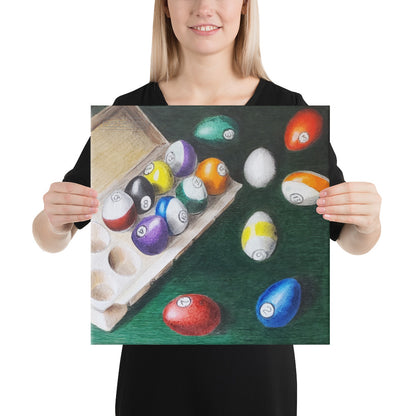 Pool Balls Shaped Like Eggs Canvas Print