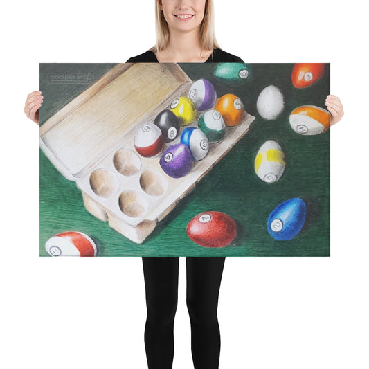 Pool Balls Shaped Like Eggs Canvas Print