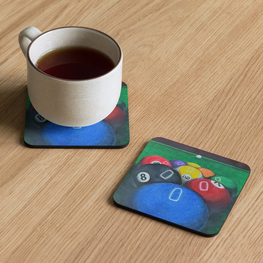 Nine Ball Rack Closeup Cork-back coaster
