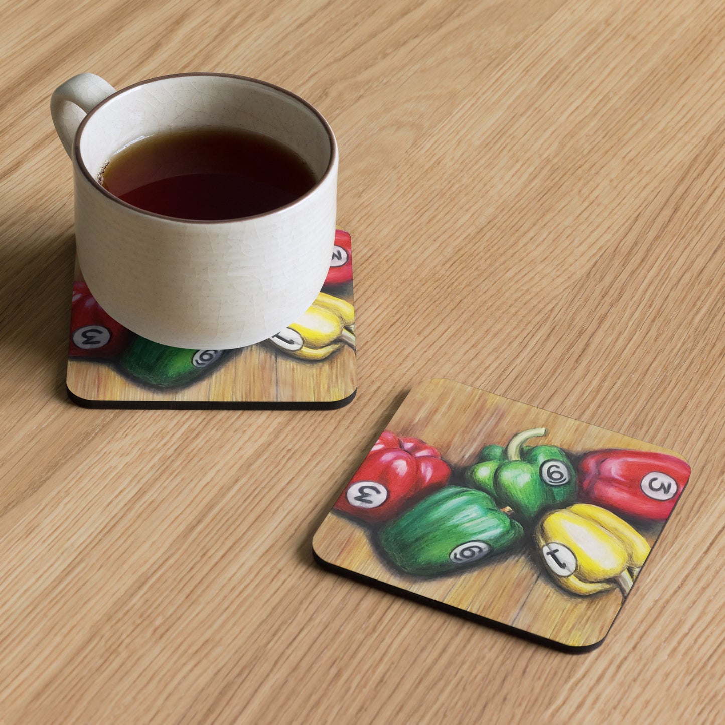 Ball Peppers Cork-back coaster