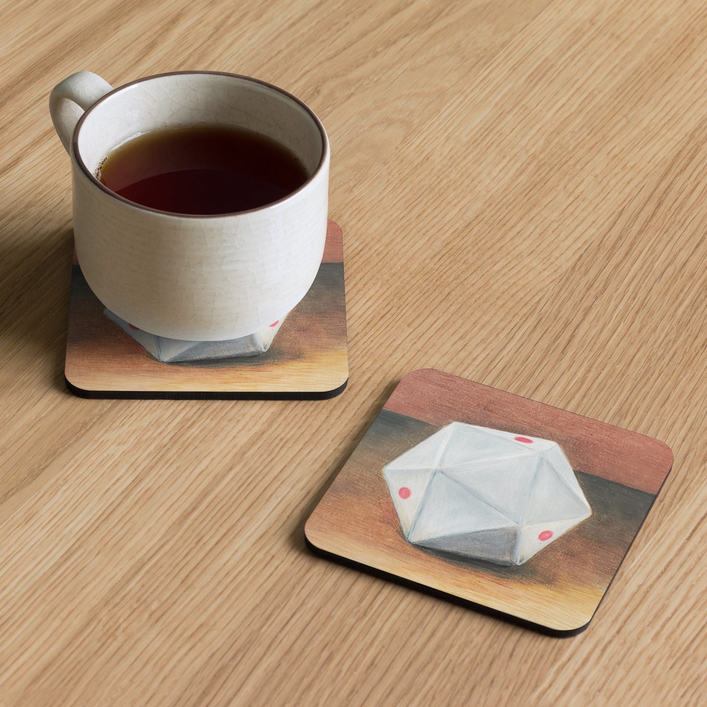 Twenty Sided Ball Cork-back coaster