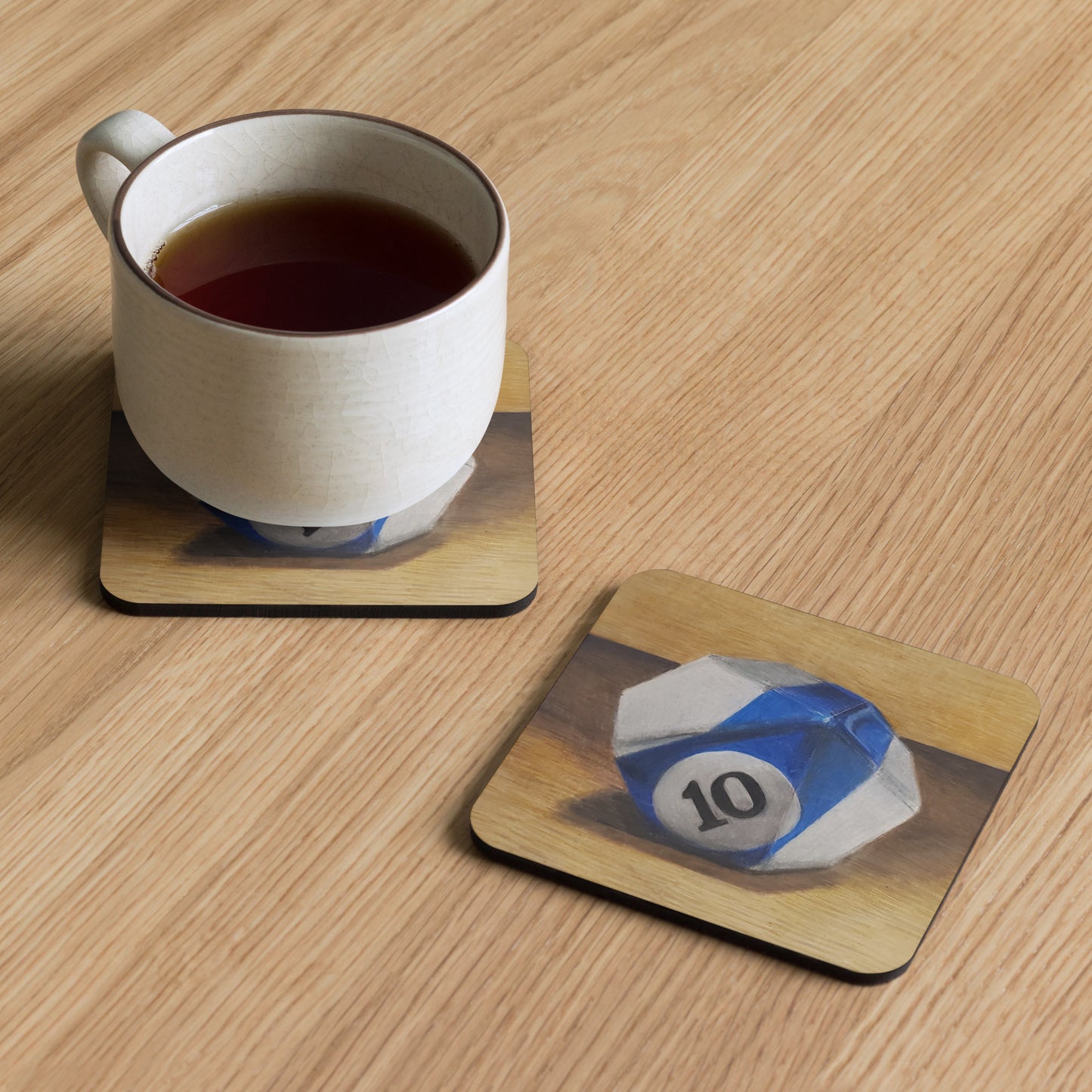 Ten Sided Ball Cork-back coaster