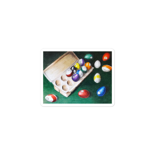Pool Balls Shaped Like Eggs, Not Eggs Painted Like Pool Balls Bubble-free Stickers
