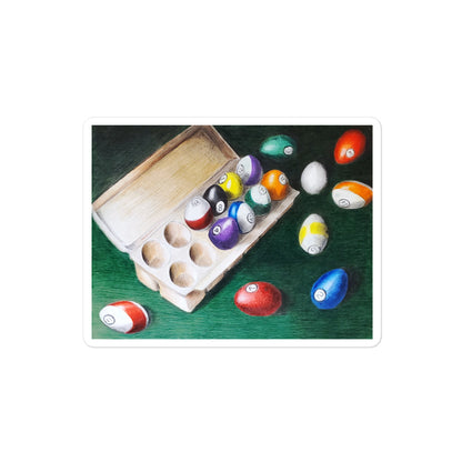Pool Balls Shaped Like Eggs, Not Eggs Painted Like Pool Balls Bubble-free Stickers