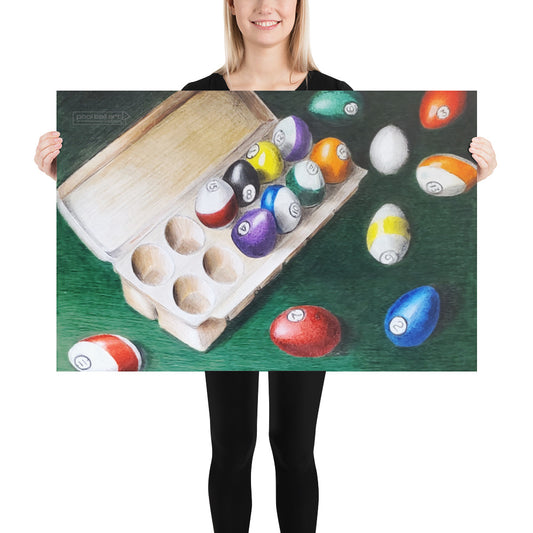 Pool Balls Shaped Like Eggs, Not Eggs Painted Like Pool Balls Photo Paper Poster